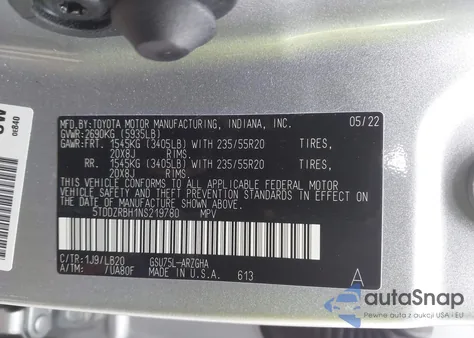 2022 Toyota Highlander Limited из США, поврежденный, VIN 5TDDZRBH1NS219780